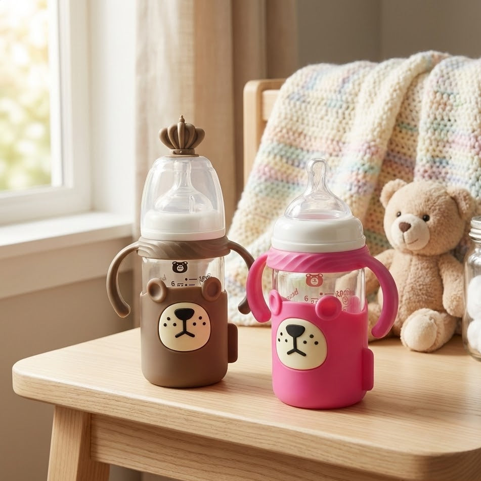 Biberon ABDL Verre « Gros Bébé » - Marron & Rose