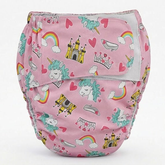 Couches réutilisables ABDL gros bébé - Collection Motifs Mignons (licornes, renards, safari, transports, etc.)
