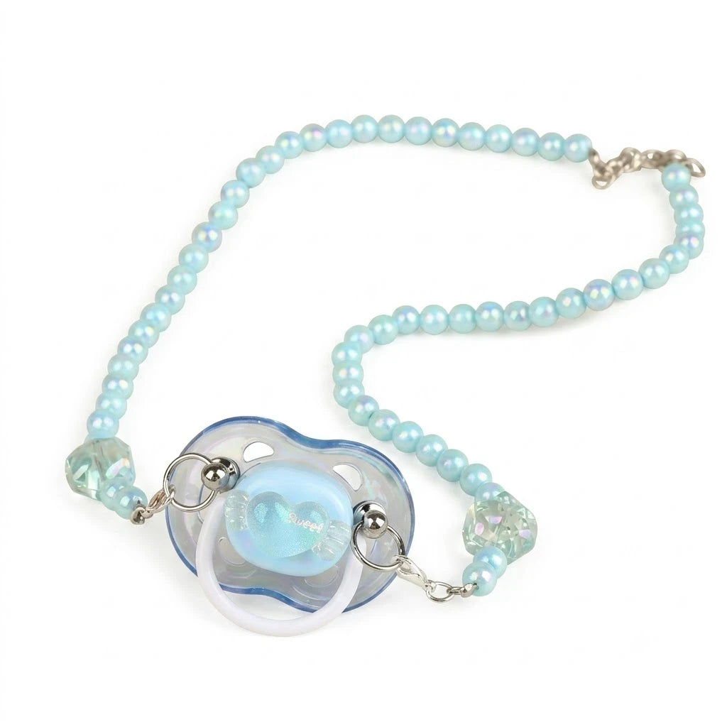Tétine perlé pastel avec pendentif cœur