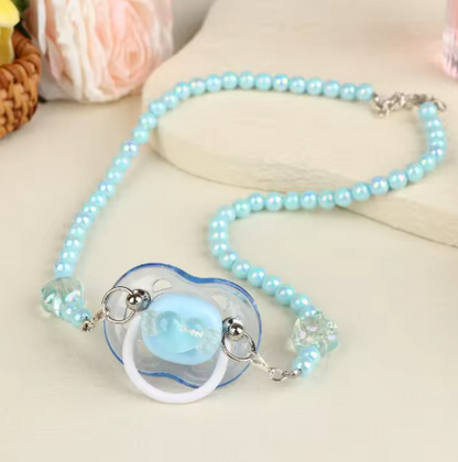Tétine perlé pastel avec pendentif cœur