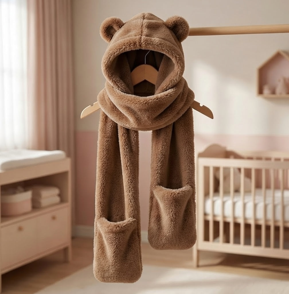 Écharpe Capuche Ourson Moelleuse ABDL