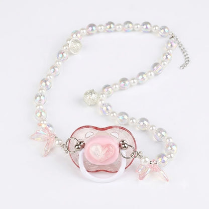 Tétine perlé pastel avec pendentif cœur