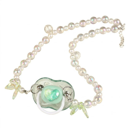 Tétine perlé pastel avec pendentif cœur